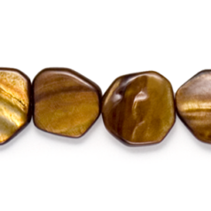 Bead, River Shell, 20mm Flat Irregular - Brown Color Dyed Shell. Sold per 16-inch Strand