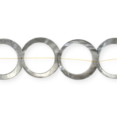 Bead, River Shell, 40mm Ring w/side holes - Grey. Sold per 16-inch Strand