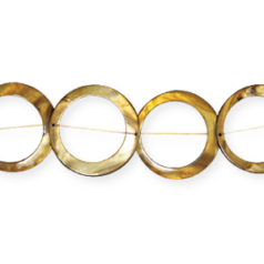 Bead, River Shell, 40mm Ring w/side holes - Dark Brown. Sold per 16-inch Strand