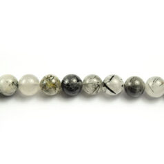 Bead,  Tourmaline Quartz is a Natural Gemstone, 4mm Round. Sold per 8-inch Strand