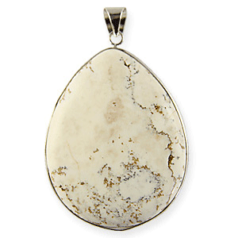 Pendant, Gemstone, Chinese Howlite, 32 x 46mm Wildhorse Pendant w/Metal Setting, Various Shapes and Sizes