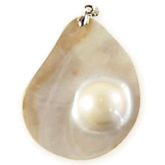 Pendant, Single Mabe Pearl, 40-50mm, Cream