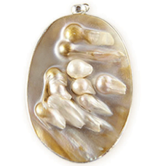 Pendant, Mixed Freshwater Mabe Pearls, 50-60mm, Cream