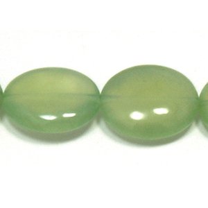 Bead, New Jade is a type of light green Serpentine Stone, 15x18mm Flat Oval. Sold per 16-inch Strand