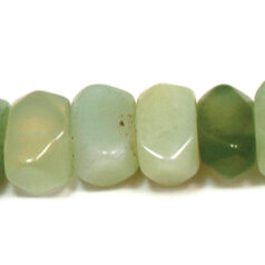 Bead, New Jade is a type of light green Serpentine Stone, 8x12mm Oval Baroque Cut Side Hole. Sold per 16-inch Strand