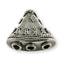 Bead, Bali Silver .925, 16mm, 3 to 1 Hole Cone Bead (hole size:1.35mm)