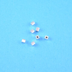 Bead, Bali Silver .925,  2mm, Cube Spacer bead (hole size 0.7mm)