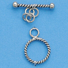 Bali Silver .925 12mm  Rope Toggle Clasp(hole size:2.6mm)