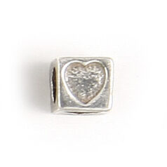 Bead, Bali Silver .925, 5mm, Alphabet Cube Bead: Letter "HT" (hole size 3.3mm)