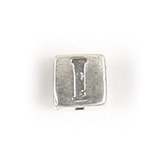 Bead, Bali Silver .925, 5mm, Alphabet Cube Bead: Letter "I" (hole size 3.3mm)
