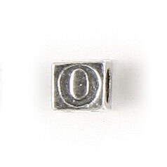 Bead, Bali Silver .925, 5mm, Alphabet Cube Bead: Letter "O" (hole size 3.3mm)