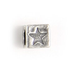 Bead, Bali Silver .925, 5mm, Alphabet Cube Bead: Letter "SR" (hole size 3.3mm)