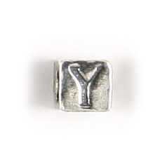 Bead, Bali Silver .925, 5mm, Alphabet Cube Bead: Letter "Y" (hole size 3.3mm)
