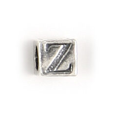 Bead, Bali Silver .925, 5mm, Alphabet Cube Bead: Letter "Z" (hole size 3.3mm)