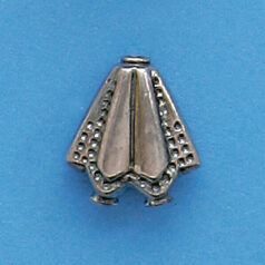 Bead, Bali Silver .925,  15x7mm, Fancy Cone Bead (hole size:1.5mm)
