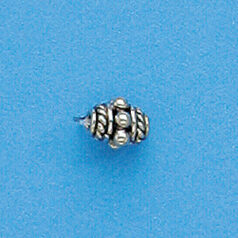 Bead, Bali Silver .925, Oval Bead, 6x8mm (hole size 1.4mm)