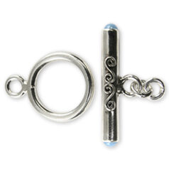 Bali Silver - Toggle W/Stone 18mm