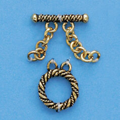 Sterling - Toggle Clasp 13mm Ant.Gold Polish