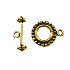 Sterling - Toggle Clasp 15mm Ant. Gold Polish