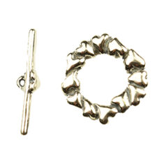 Sterling - Toggle Clasp Hearts 20mm Ring, 26mm Bar