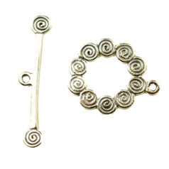 Sterling - Toggle Clasp Spirals 23x19mm Ring, 33.5mm Bar