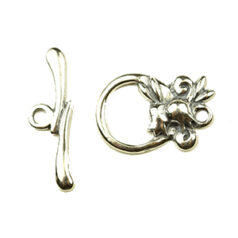 Sterling - Toggle Clasp Flower Leaves 24x16mm Ring, 29mm Bar