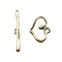 Sterling - Toggle Clasp Heart 14x17mm Ring, 28mm Bar