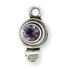 Bali Silver Round Clasp, 18x10mm with Amethyst Faceted Gemstone