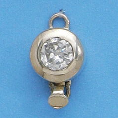 Bali Silver Round Clasp, 19x12mm with White Topaz Faceted Gemstone