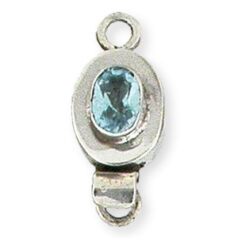 Bali Silver Oval Clasp, 22x10mm with Blue Topaz Faceted Gemstone