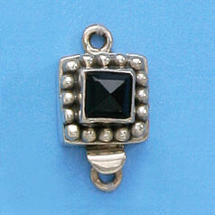 Bali Silver Square Clasp, 20x11mm with Blackstone Pyramid