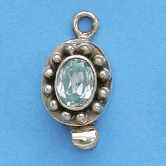 Bali Silver Oval Clasp, 22x11mm with Blue Topaz Faceted Gemstone
