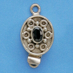 Bali Silver Oval Clasp, 25x13mm with Blackstone Faceted