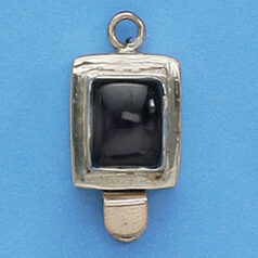 Bali Silver Octagonal Clasp, 25x12mm with Amethyst Gemstone