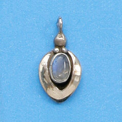 Bali Silver Pendant,19x9mm with Rainbow Oval Gemstone