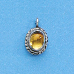 Bali Silver Pendant,14x8.5mm with Citrine Oval Gemstone