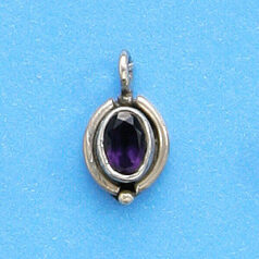 Pendant, Sterling Silver w/Gemstone - 16x8.5mm Oval Faceted, AMETHYST