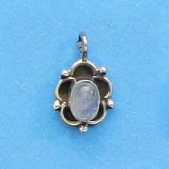 Bali Silver Pendant,16x10mm with Rainbow Gemstone
