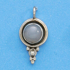 Bali Silver Pendant, 22X11mm with Blue Chalcedony Gemstone