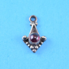 Bali Silver Pendant,20x12mm with Garnet Gemstone