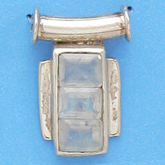 Bali Silver Pendant, 26x15mm with Rainbow Moonstone