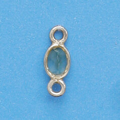 Bali Silver Connector Link, 14x6mm Link  with 4x6mm Oval Faceted Citrine Gemstone