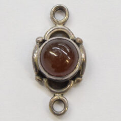Link, Bali Silver 20x9mm Link w/Carnelian Round Cab