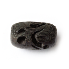 Bead, Ebony Wood 12x18mm Oval Tube with Carved Pattern (Hole Size: 4.25mm)