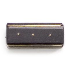 Bead, Ebony Wood 12x22mm Rectangle with Inlaid Brass (Thickness: 10mm  Hole Size: 2.5mm)