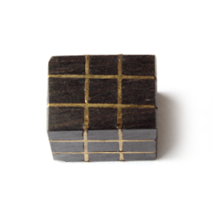Bead, Ebony Wood 18x14mm with Inlaid Brass (Thickness 13.5mm, Hole Size 3mm)