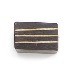 Bead, Ebony Wood 16x12mm Rectangle with Inlaid Brass (Hole Size 2.8mm)