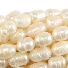 Bead, Pearl Cultured Fresh water, Cream 8-9mm Rice Shape B Grade