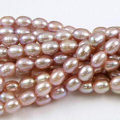 Bead, Pearl Cultured Freshwater, Mauve, 7-8mm Rice Shape B Grade