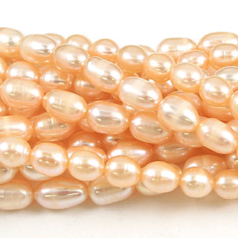 Bead, Pearl Cultured Freshwater, Pink, 8x11mm Rice Shape B Grade